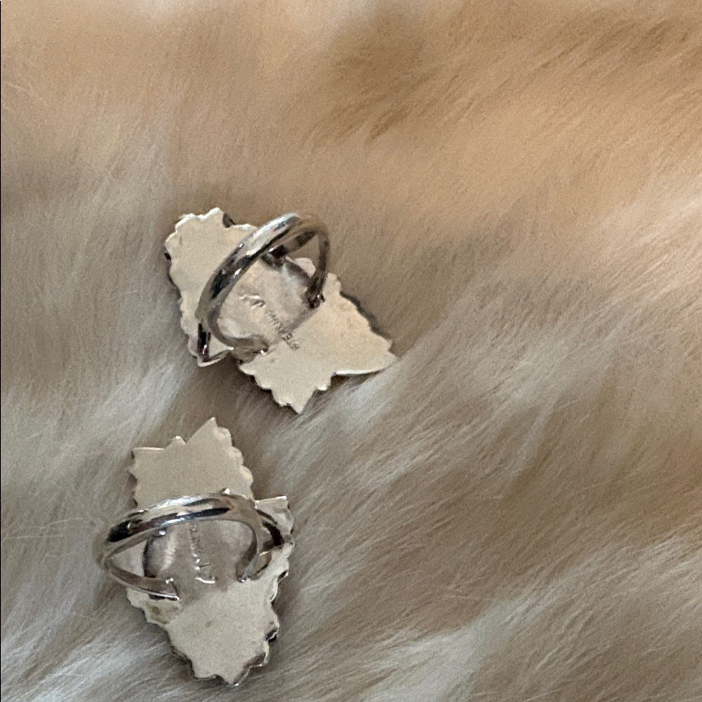 Silver And Orange Gemstone Ring Set - image 3